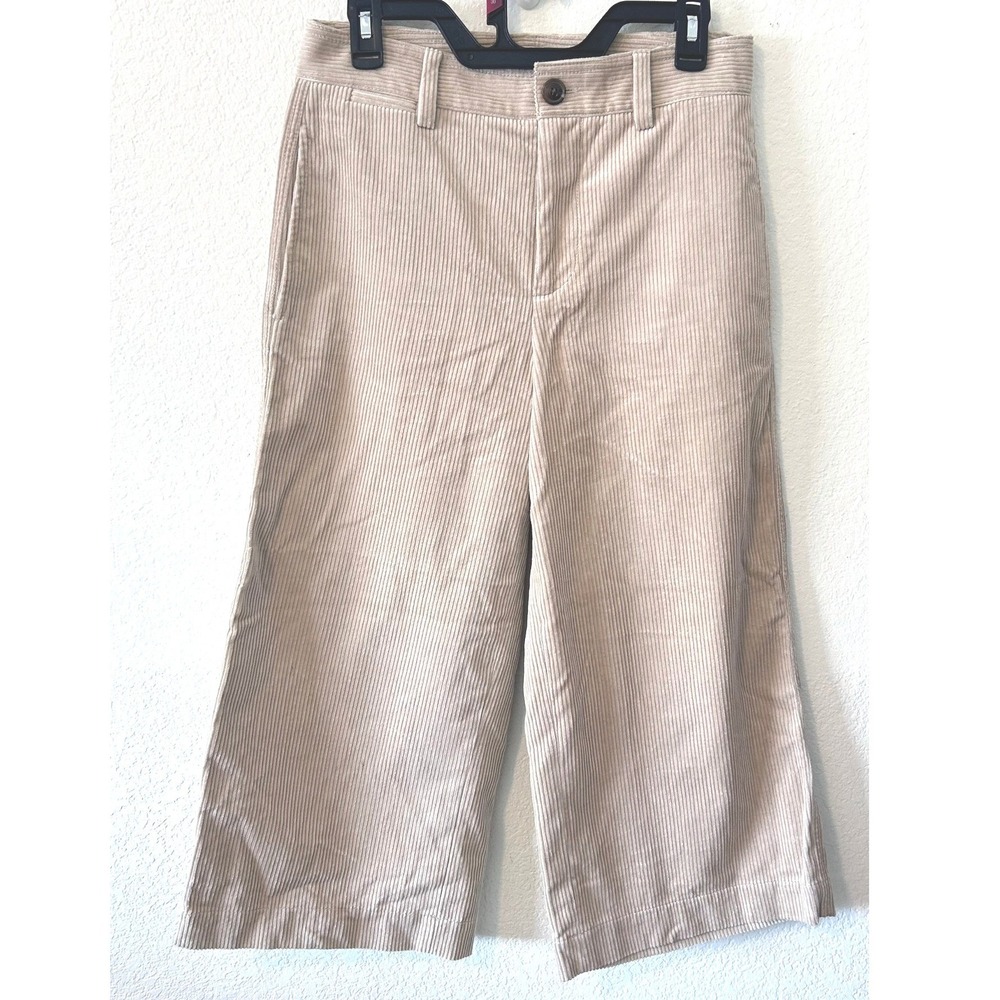 Vince Tan Corduroy Boho Wide Leg Cropped Pants High Rise Beige Cotton Size 6